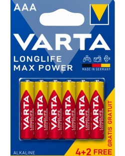 Алкални батерии VARTA - Longlife Max Power, ААА, 4+2 бр.